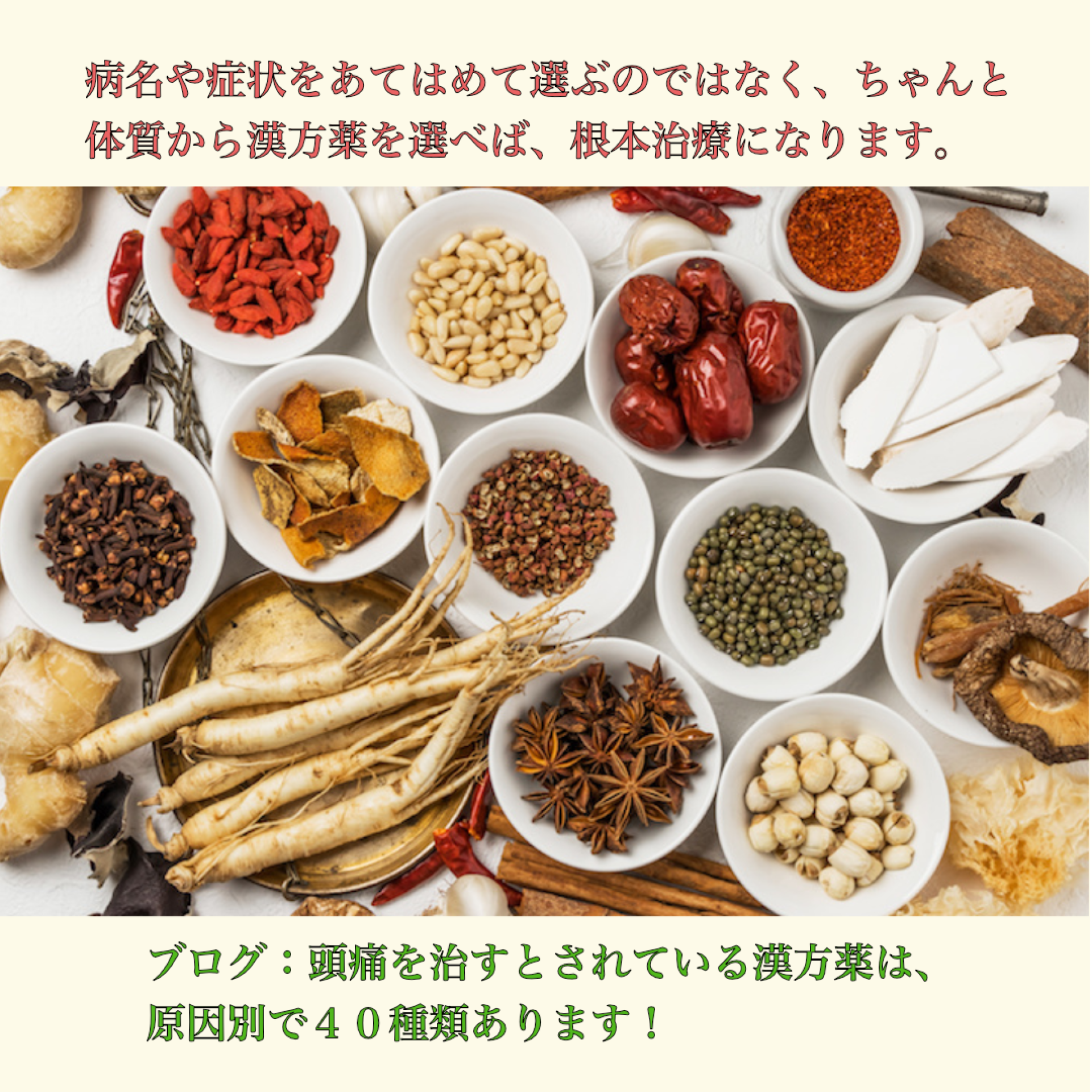 頭痛を治すとされている漢方薬は原因別で40種類あります!